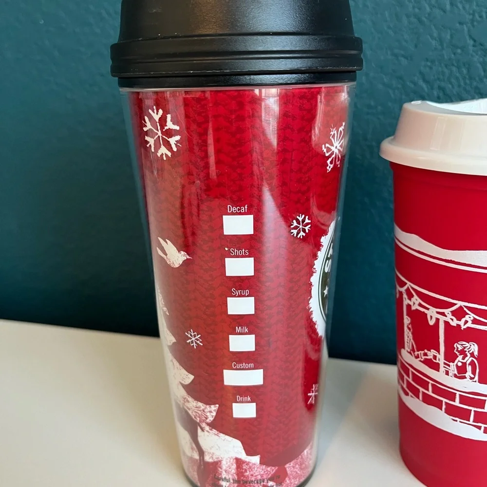 Starbucks Christmas Holiday Red Winter Plastic Tumblers 2008 & 2025 NWT